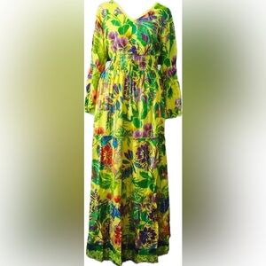 NWT Anthropologie Me 2 Magic Womens Maxi Dress Yellow Vicose Size M Floral Boho